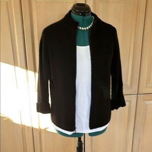 CHICOS Black Open Front Zip Sweater Cardigan